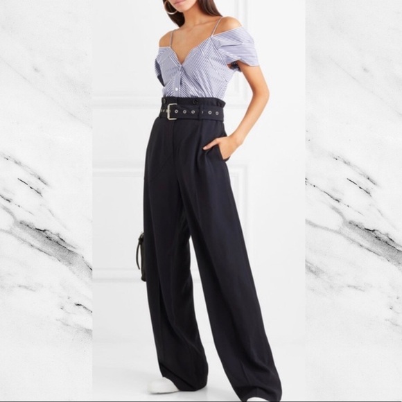 Theory- Blue and White Hartman stripe button front top size: P (00-0) - Picture 1 of 13